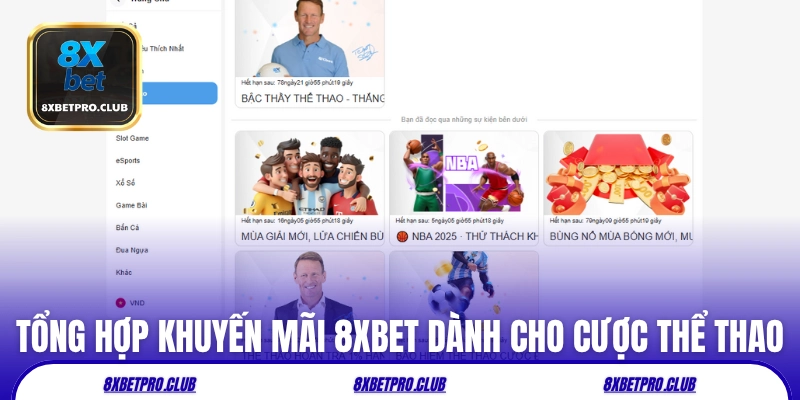 Tổng hợp khuyến mãi 8xbet dành cho cược thể thao